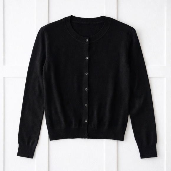 Black Button-Front Cardigan Sweater | Lightweight Stretch | Size M - Picture 2 of 11